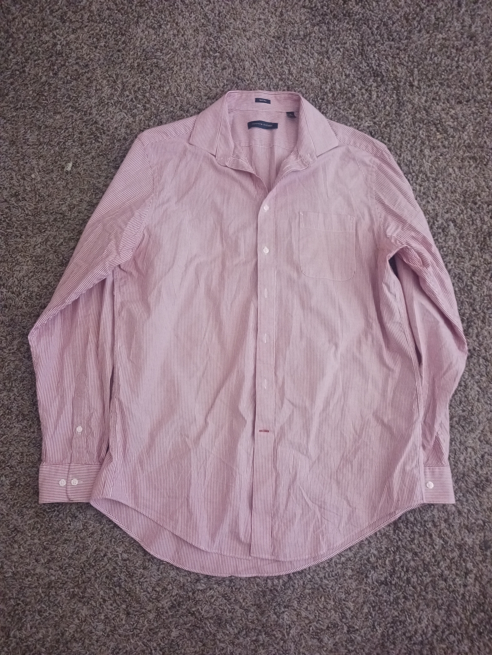 Tommy Hilfiger Men's Pink Fine-Striped Button-Down Shirt